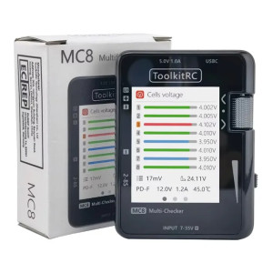 Мультітестер акумуляторів ToolkitRC MC8 - балансувальник 2-8S, сервотестер PWM/PPM/SBUS, USB-C PD 20W. Photo 3